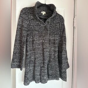 Style & Co. Marled Grey Knit Pleated Sweater Small
